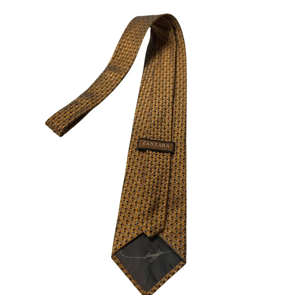Zanzara luxury Necktie Silk Woven Geometric Pattern Business Career Preowned EUC